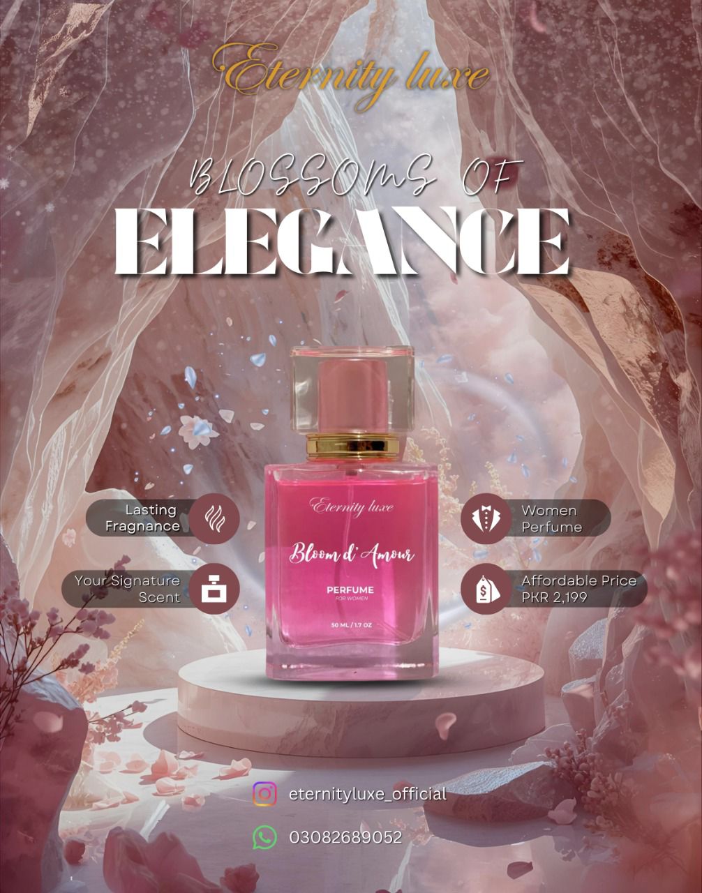 Bloom d'Amour Extrait de Parfum 50ml - Luxury Floral Fragrance for Women | Eternity Luxe